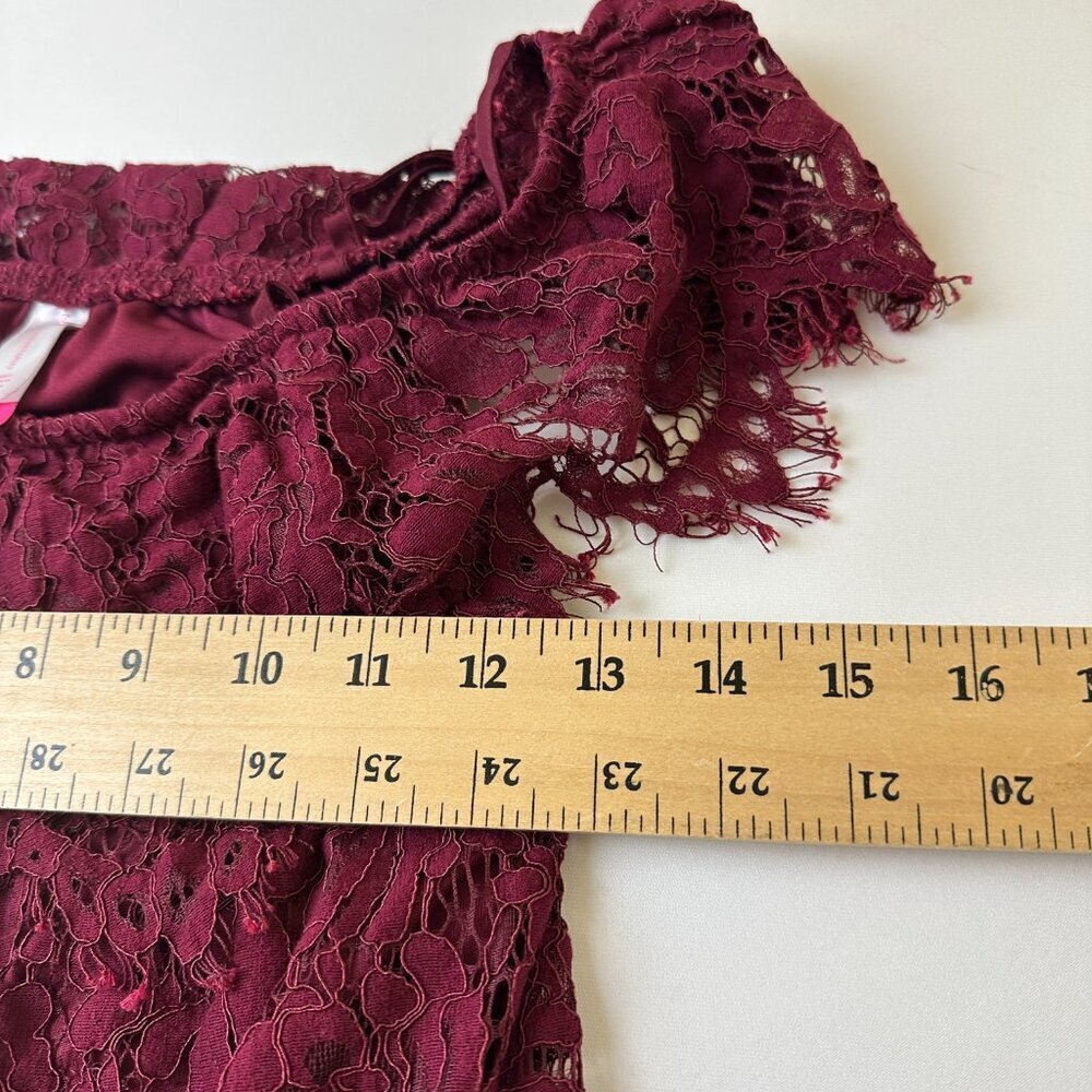 No Boundaries Top Womens Small Lace Off Shoulder Scalloped Lined Boho Cute - Picture 8 of 9